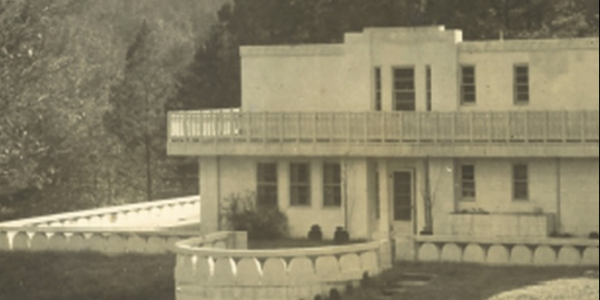 old photograph of a white building